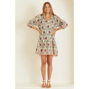 natalie martin Stevie Dress Vintage Flowers Cream Floral Mini Boho Medium